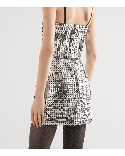 Dolce & Gabbana White Sequin Strapless Mini Dress