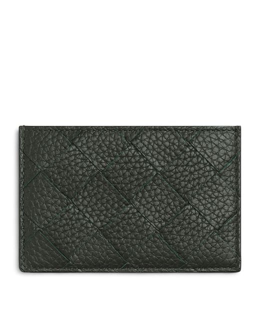 Bottega Veneta Black Grained Leather Intrecciato Card Holder for men