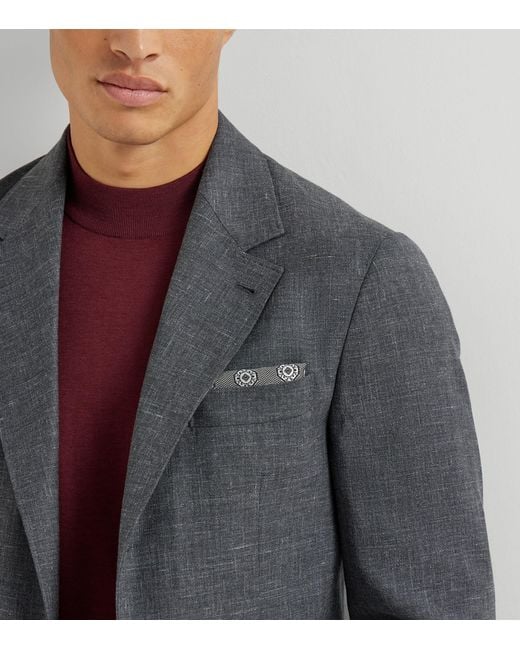 Brunello Cucinelli Metallic Silk Pocket Square for men