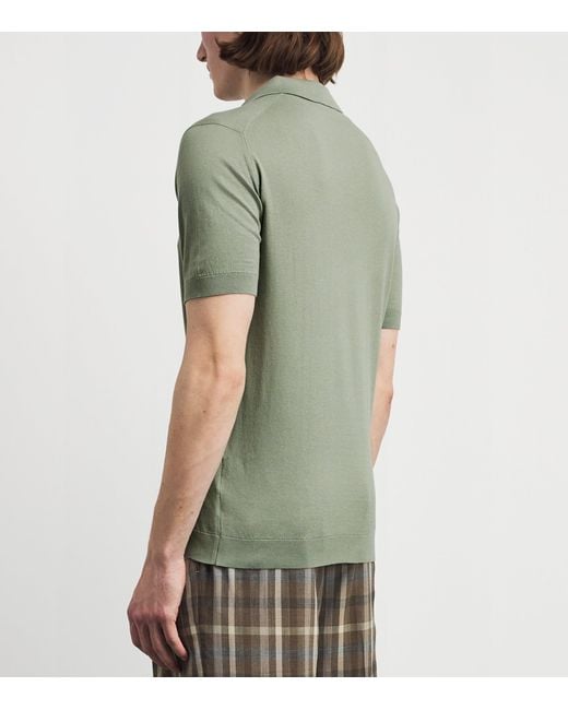 John Smedley Green Sea Island Cotton Adrian Polo Shirt for men