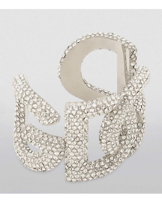 Dolce & Gabbana Metallic Embellished Dg Millennials Logo Cuff Bracelet