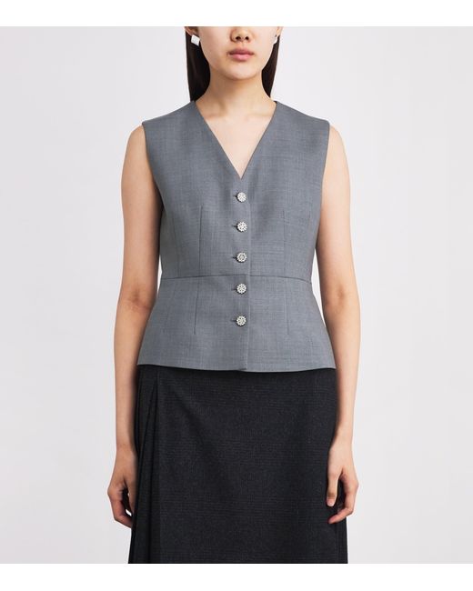 Maje Blue Wool-Blend Waistcoat