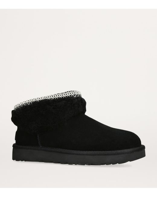 Ugg Black Classic Ultra Mini Maxi Curly Boots