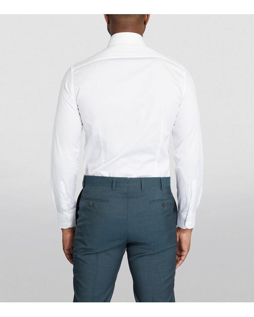 Corneliani White Cotton Twill Long-Sleeve Shirt for men