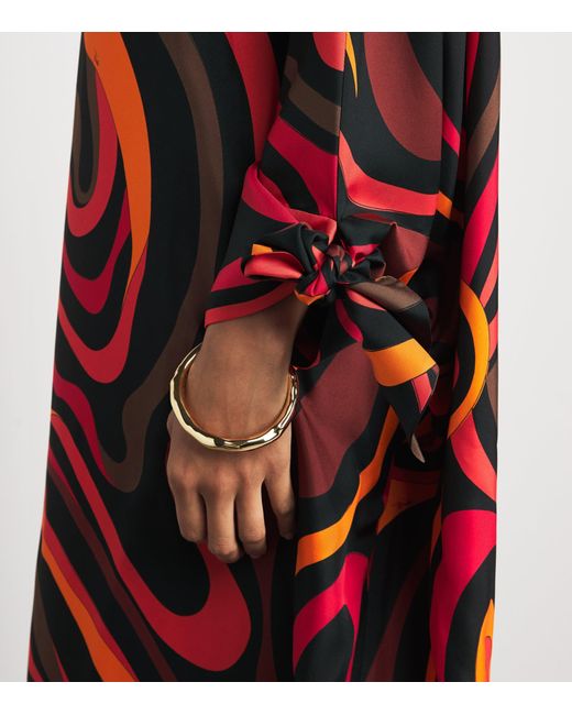 Emilio Pucci Red Silk Marmo Print Kaftan