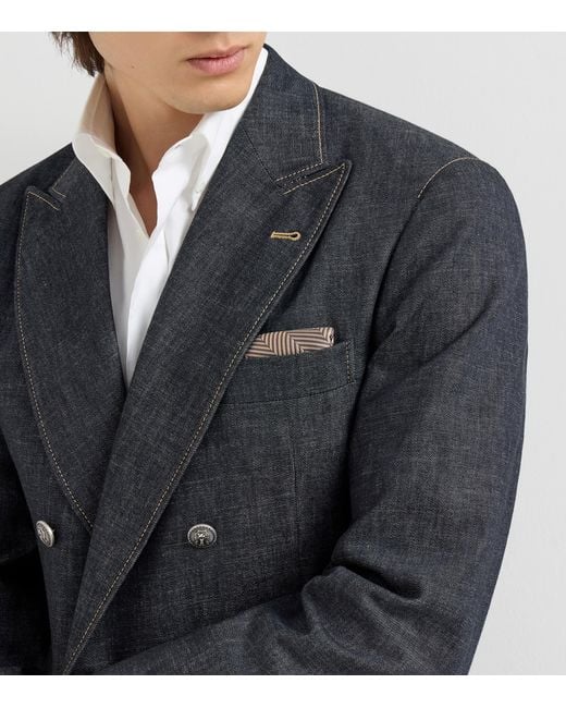 Brunello Cucinelli Brown Silk Chevron Pocket Square for men