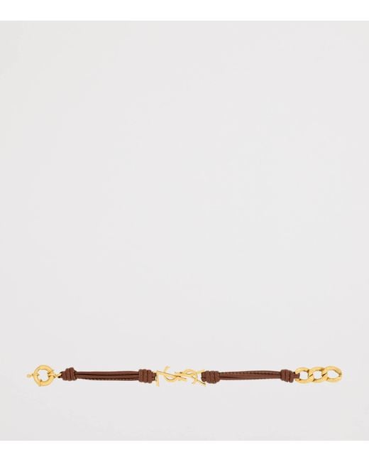 Saint Laurent White Leather Cassandre Bracelet