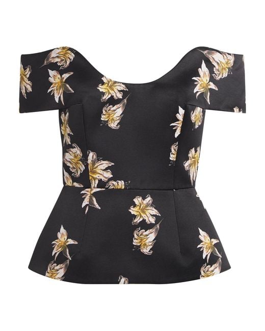 Emilia Wickstead Black Taffeda Off-The-Shoulder Souline Top