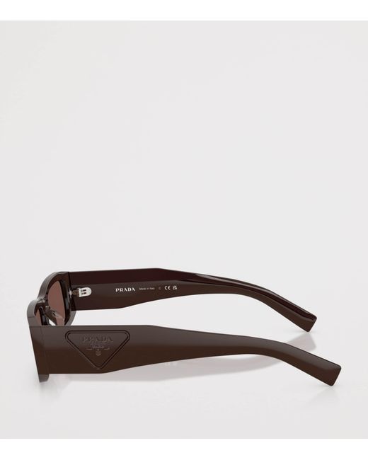 Prada Brown Acetate Rectangle Sunglasses for men