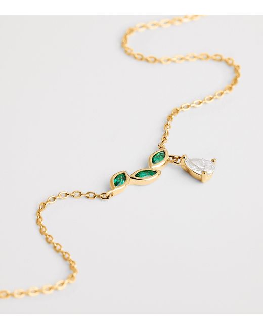 Astrid & Miyu Metallic Diamond And Emerald Necklace