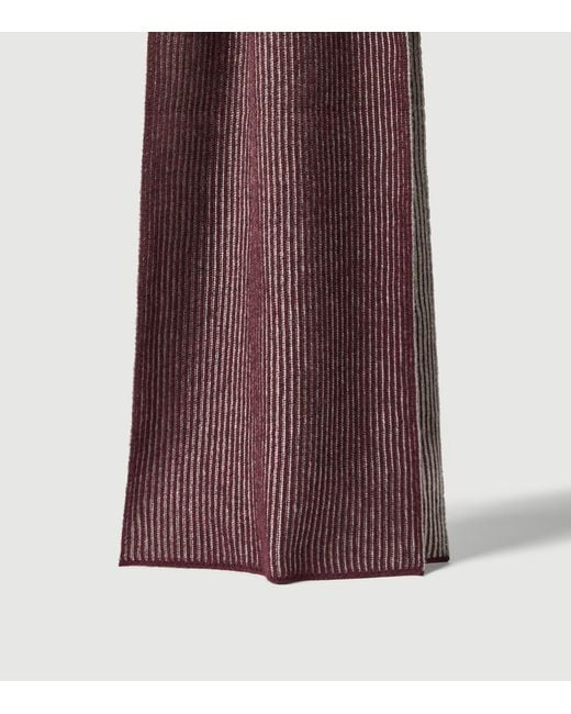 Brunello Cucinelli Purple Cashmere Ribbed Scarf for men