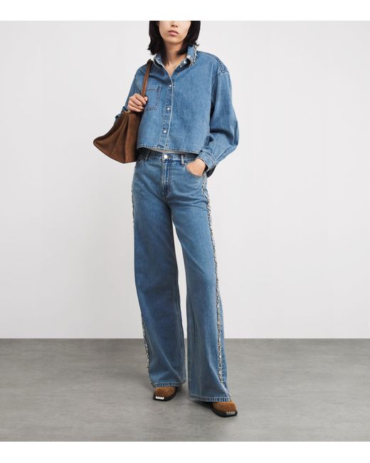 Sandro Blue Denim Embellished Shirt