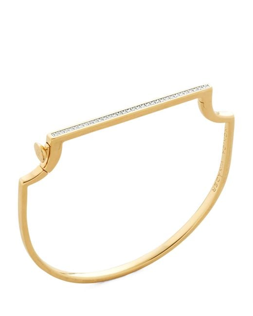 Monica Vinader Metallic Vermeil And Diamond Slim Signature Bangle