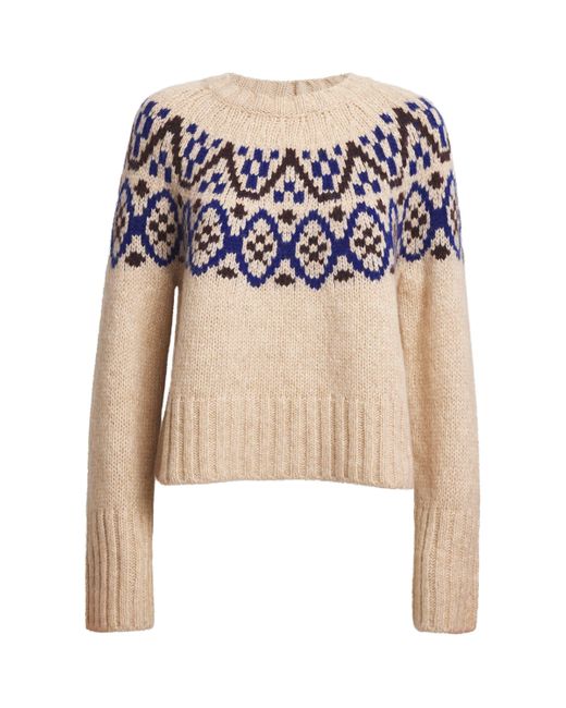 ME+EM Natural Alpaca Wool-Cotton Fair Isle Sweater