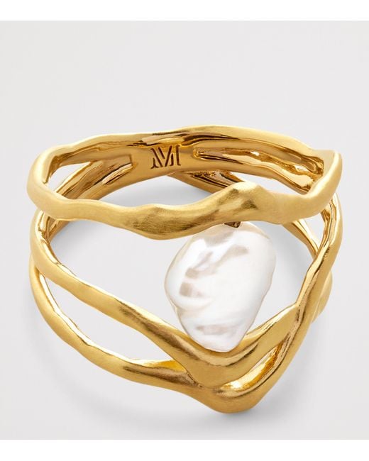 Monica Vinader Metallic X Amy Powney Vermeil Keshi Pearl Ring