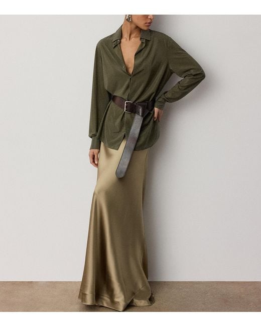 Ralph Lauren Green Silk Embellished Adrien Shirt