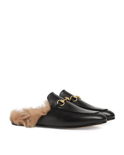Gucci Brown Leather Princetown Mules