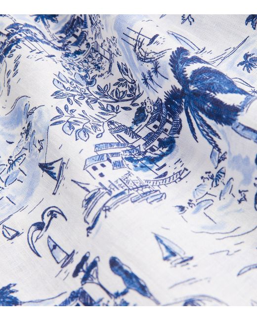 Vilebrequin Blue Linen Riviera Print Shorts for men