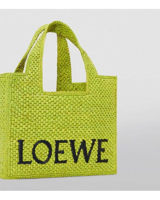 Loewe Green X Paula's Ibiza Small Raffia Font Tote Bag