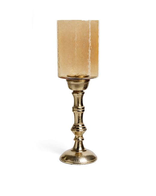 Harrods White Tall Glass Hurricane Candle Holder