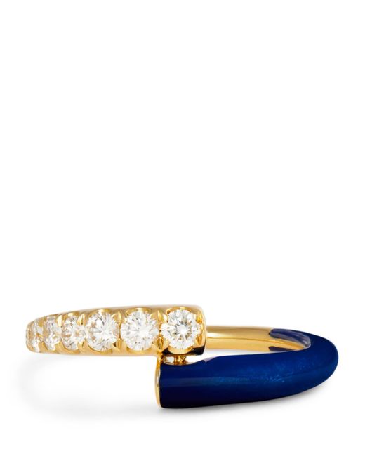 Melissa Kaye Blue Diamond And Enamel Lola Ring