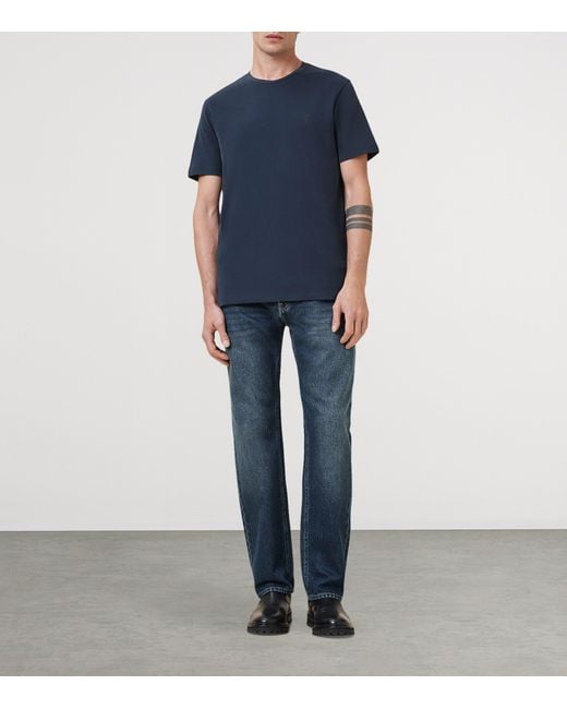 AllSaints Blue Organic Cotton Brace T-Shirt for men