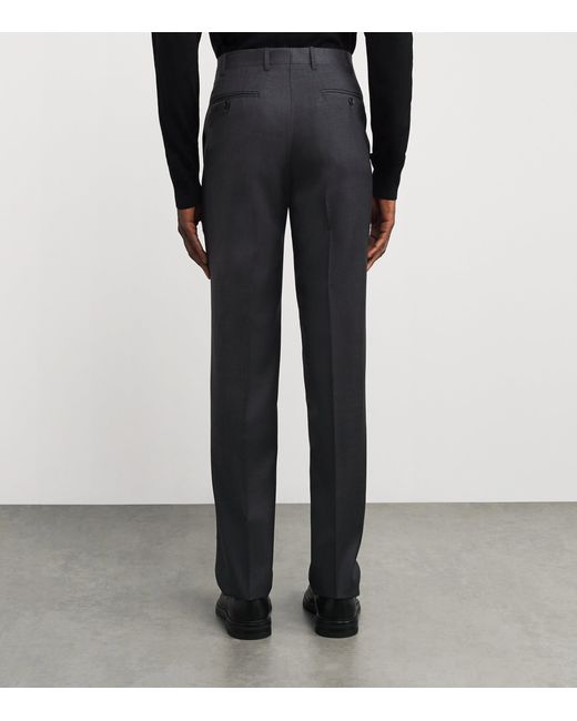Canali Blue Wool Straight Trousers for men