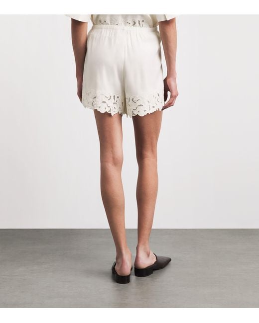 Camilla & Marc White Linen-Blend Chara Embroidered Shorts