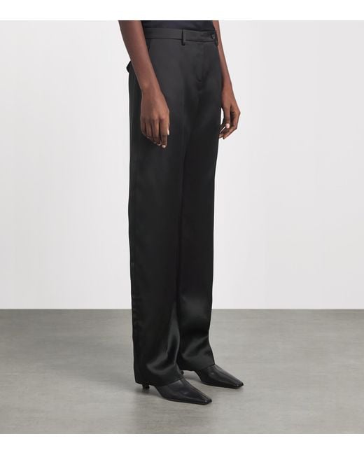 Khaite Black Satin Hunter Straight Trousers