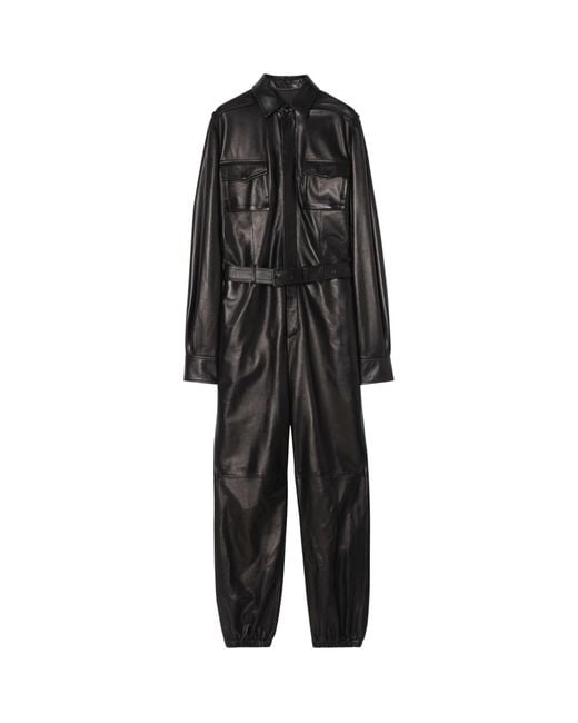 Burberry Black Leather Jumpsuit