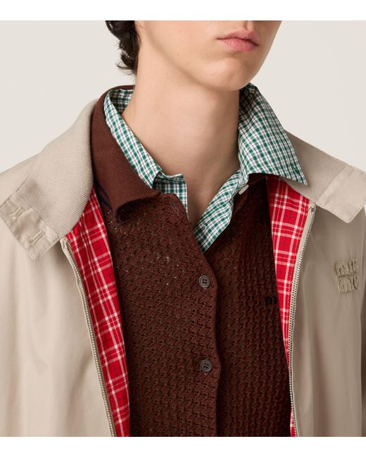 Miu Miu Natural Cotton-Blend Panama Blouson Jacket