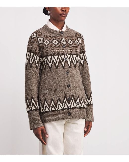 Polo Ralph Lauren Brown Wool-Blend Fair Isle Cardigan