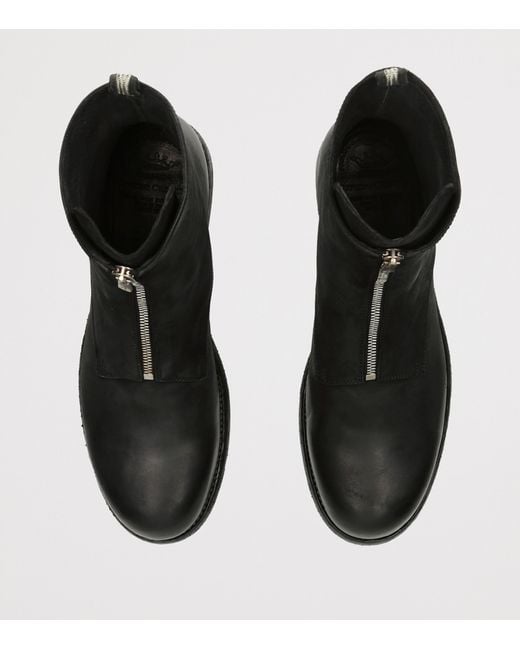 Officine Creative Black Leather Bulla Ankle Boots for men