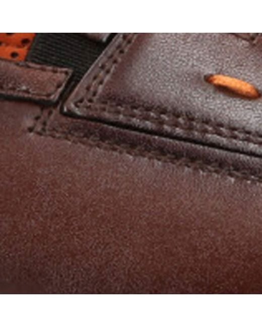 Santoni Brown Leather Easy Penny Loafers for men