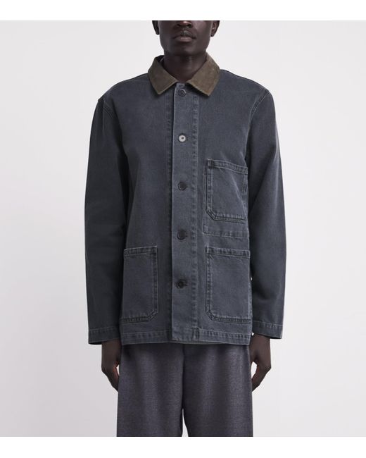 Officine Generale Blue Cotton Corduroy-Collar Carlito Jacket for men