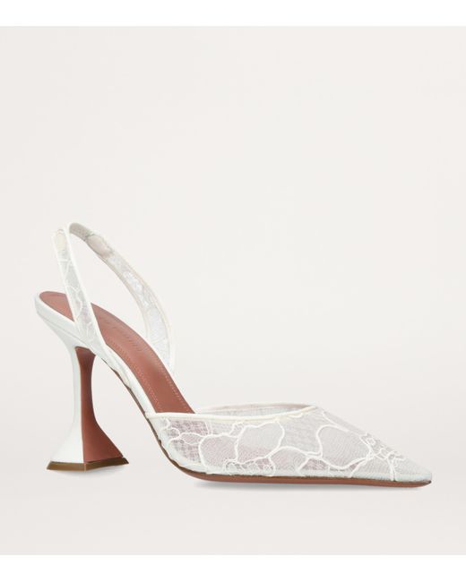 AMINA MUADDI White Lace Holli Slingback Heels 95