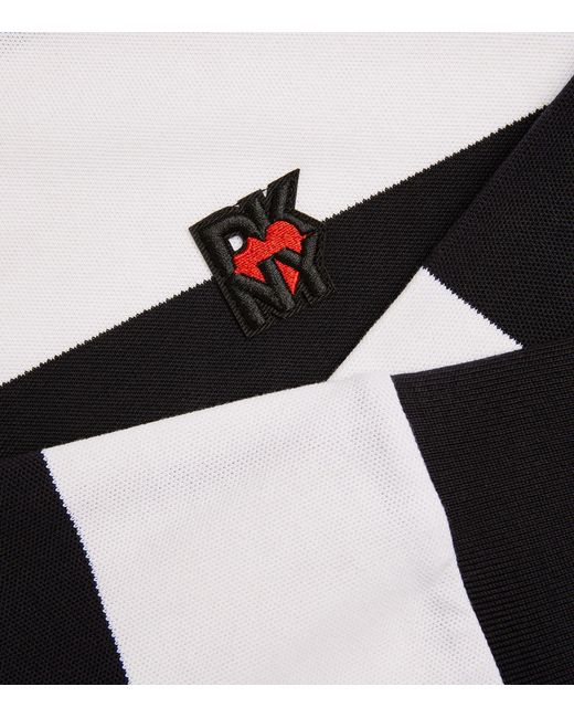 DKNY Black Striped Cropped Polo Shirt