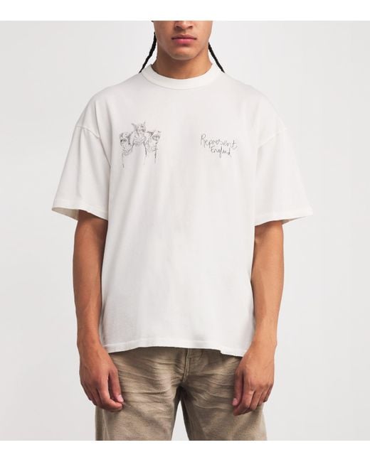 Represent White Cotton Thoroughbred Logo T-Shirt for men