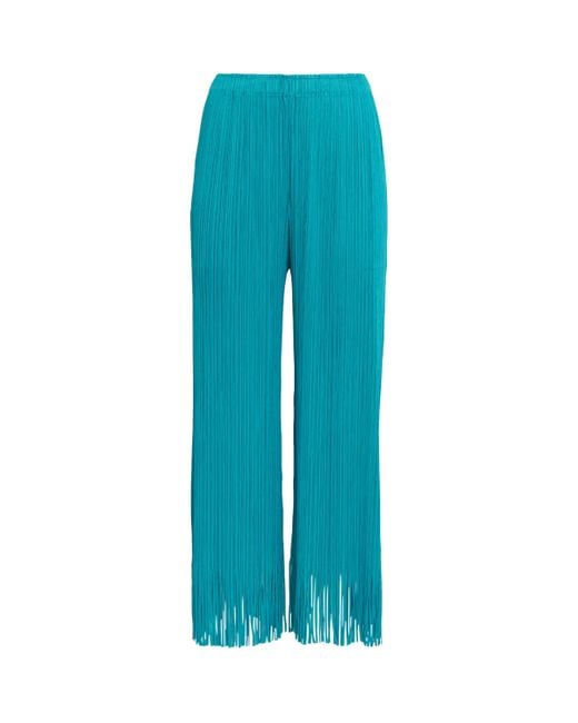 Pleats Please Issey Miyake Blue Wave Wide-Leg Trousers
