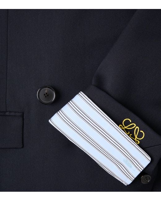 Loewe Blue Double-Breasted Jacket With Cuffs for men