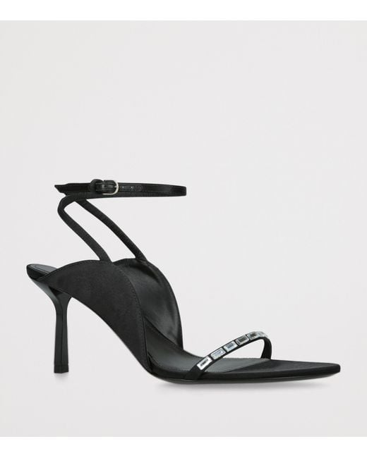 Victoria Beckham Black Leather Embellished Eliza Heeled Sandals 75