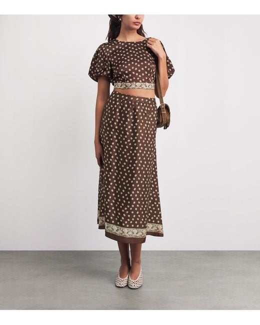 Claudie Pierlot Brown Printed Cropped Blouse