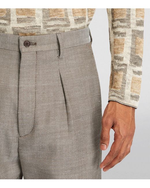 Giorgio Armani Gray Wool-linen Blend Trousers for men