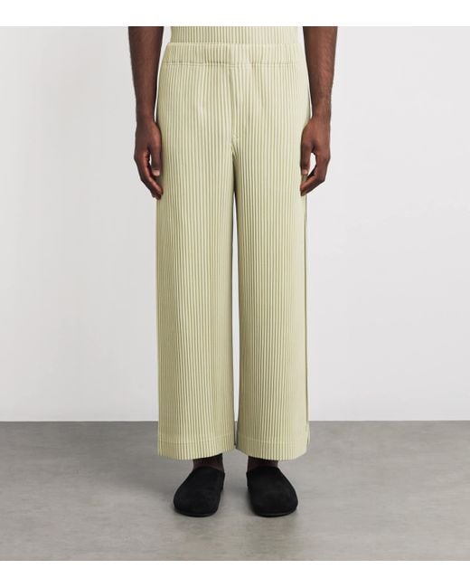Homme Plissé Issey Miyake Green Pleated Wide-Leg Trousers for men
