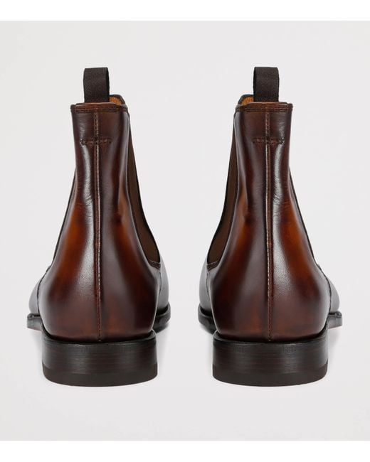 Bontoni Brown Leather Cavaliere Chelsea Boots for men