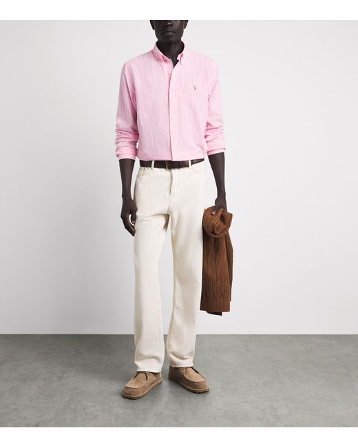 Polo Ralph Lauren Pink Cotton Seersucker Stripe Shirt for men
