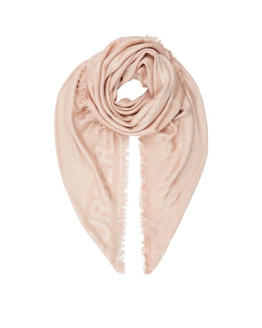 Burberry Silk Monogram Jacquard Scarf in Natural - Save 24% - Lyst