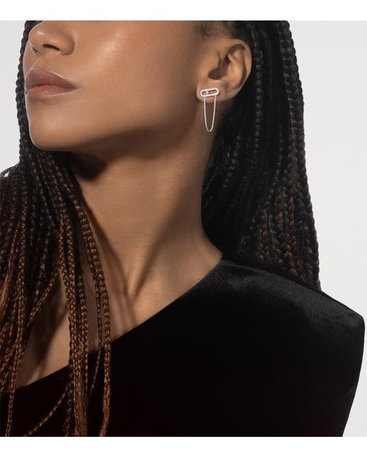 Messika White Move Uno And Diamond Asymmetric Earrings
