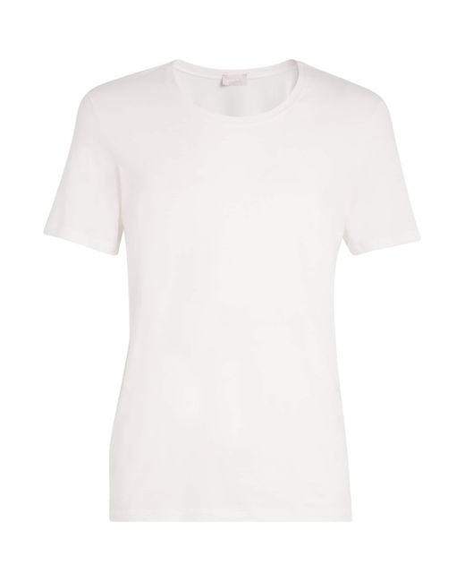 Hanro White Cotton Superior Short Sleeve T-Shirt for men