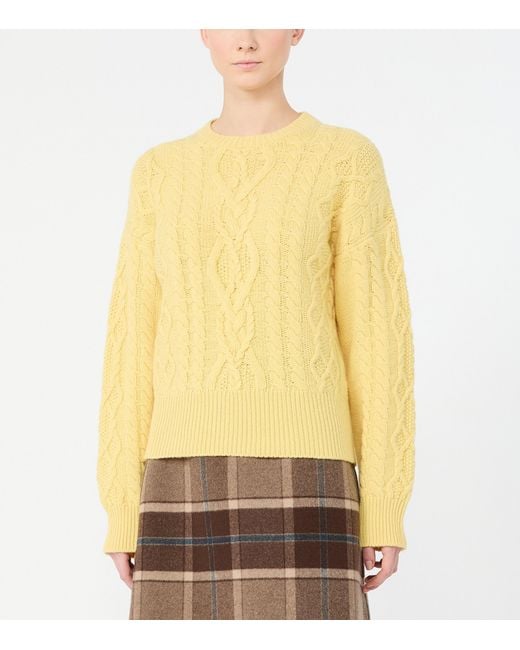 Weekend by Maxmara Yellow Wool Cable Knit Sweater